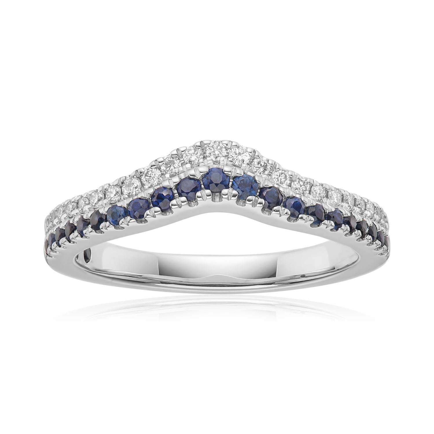 Vera Wang 18ct White Gold Round Brilliant Cut 0.18 Carat tw Diamond & Sapphire Ring