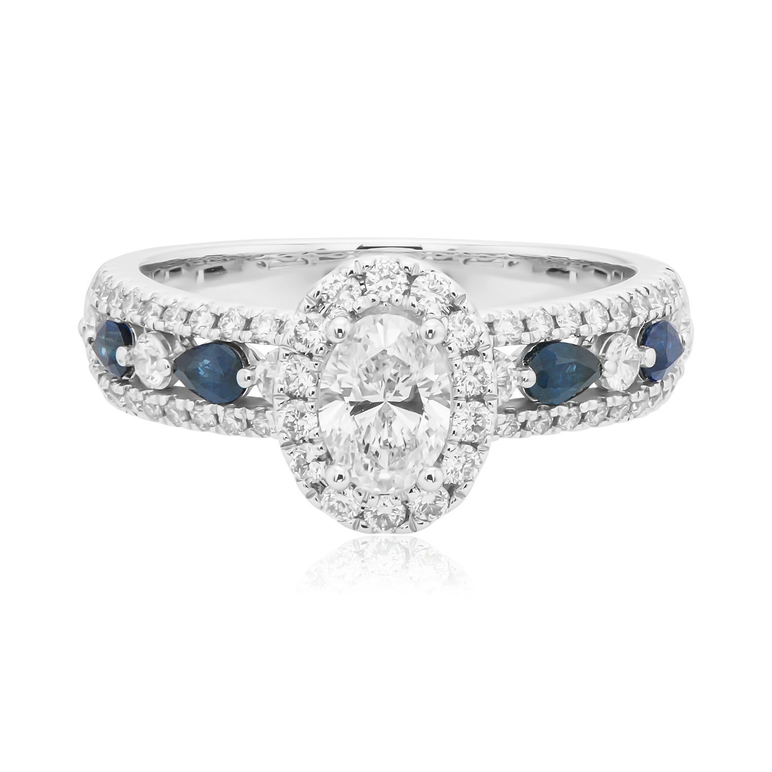 Vera Wang 18ct White Gold Oval & Round Brilliant Cut 0.95 Carat tw Diamond Ring