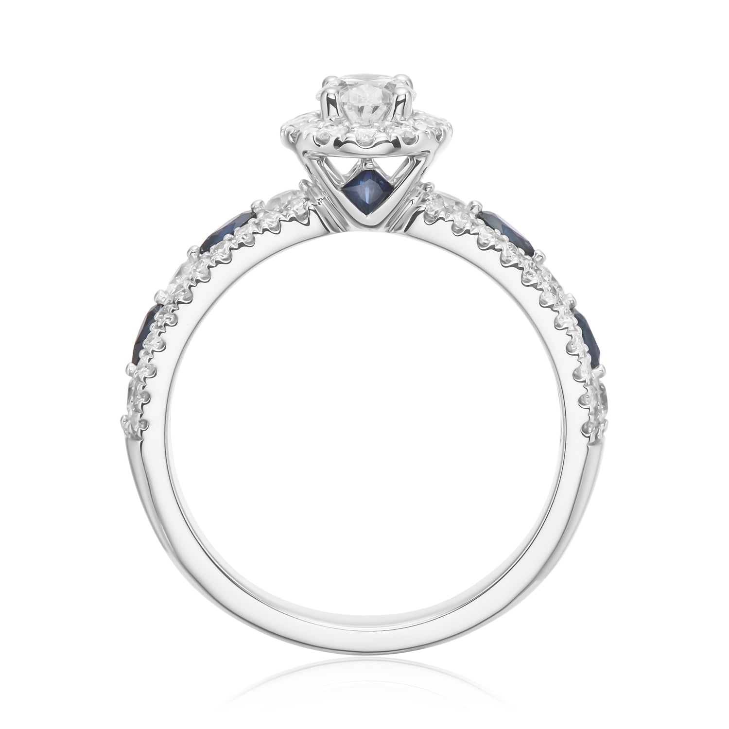 Vera Wang 18ct White Gold Oval & Round Brilliant Cut 0.95 Carat tw Diamond Ring