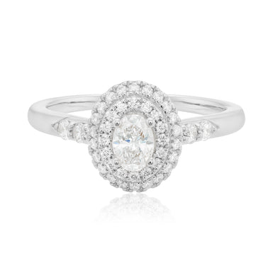 Vera Wang 18ct White Gold Oval & Round Brilliant Cut 0.58 Carat tw Diamond Ring