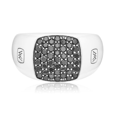 Vera Wang Sterling Silver Round Cut 0.75 Carat tw Black Diamond Rhodium Ring