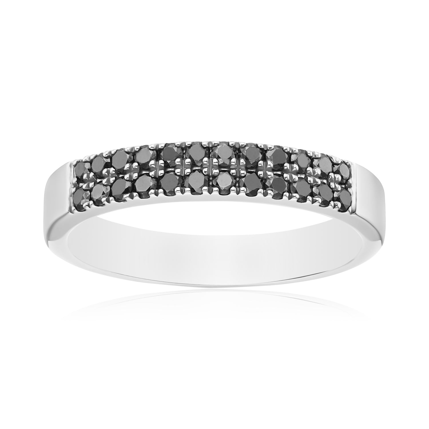 Vera Wang Sterling Silver Round Cut 0.50 Carat tw Black Diamond Rhodium Ring