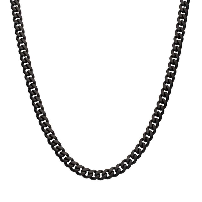 Stainless Steel Black Tone Round 60cm Black Sapphire Curb Chain