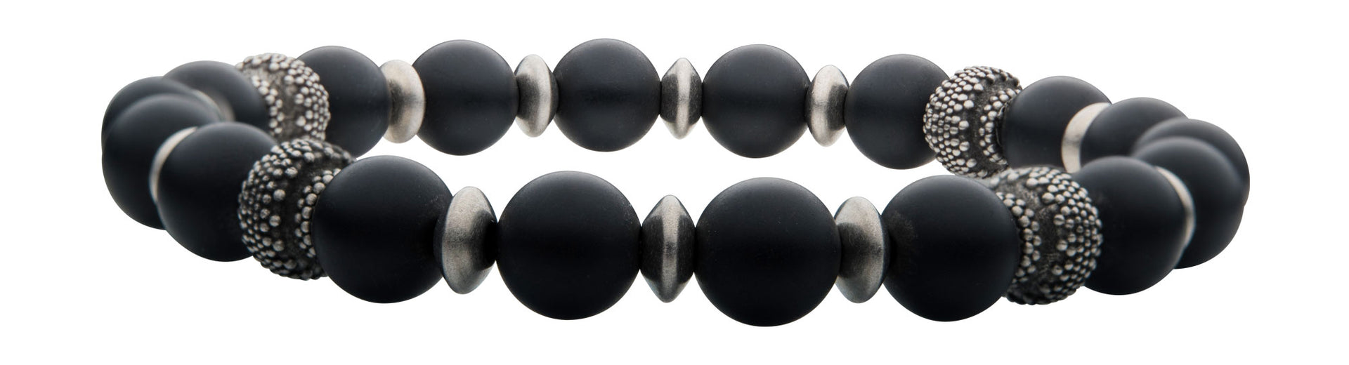 Stainless Steel 19cm Agate Men's Bead Bracelet
