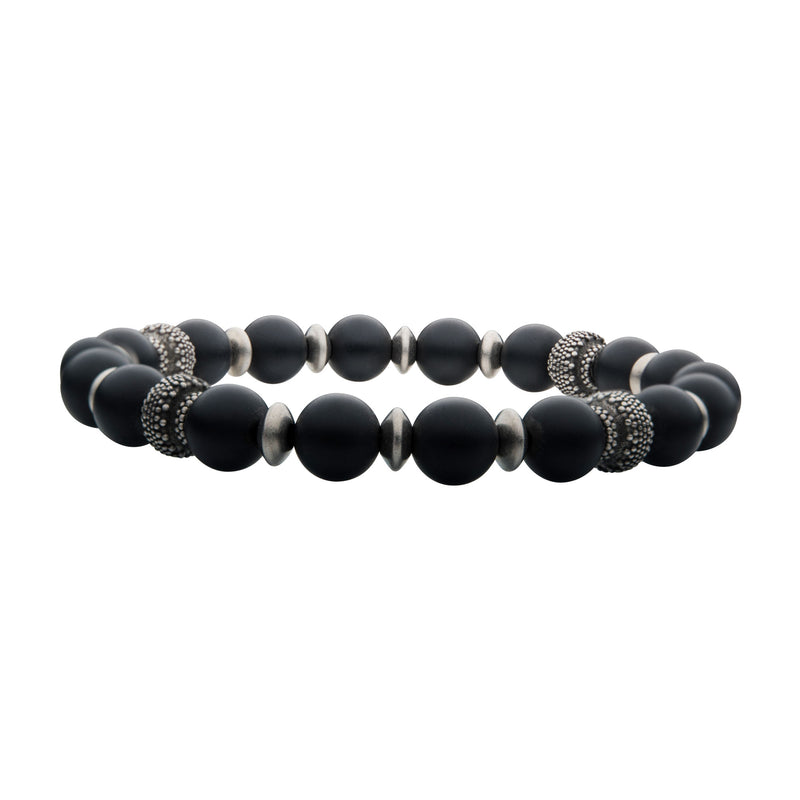 Stainless Steel 19cm Agate Men's Bead Bracelet