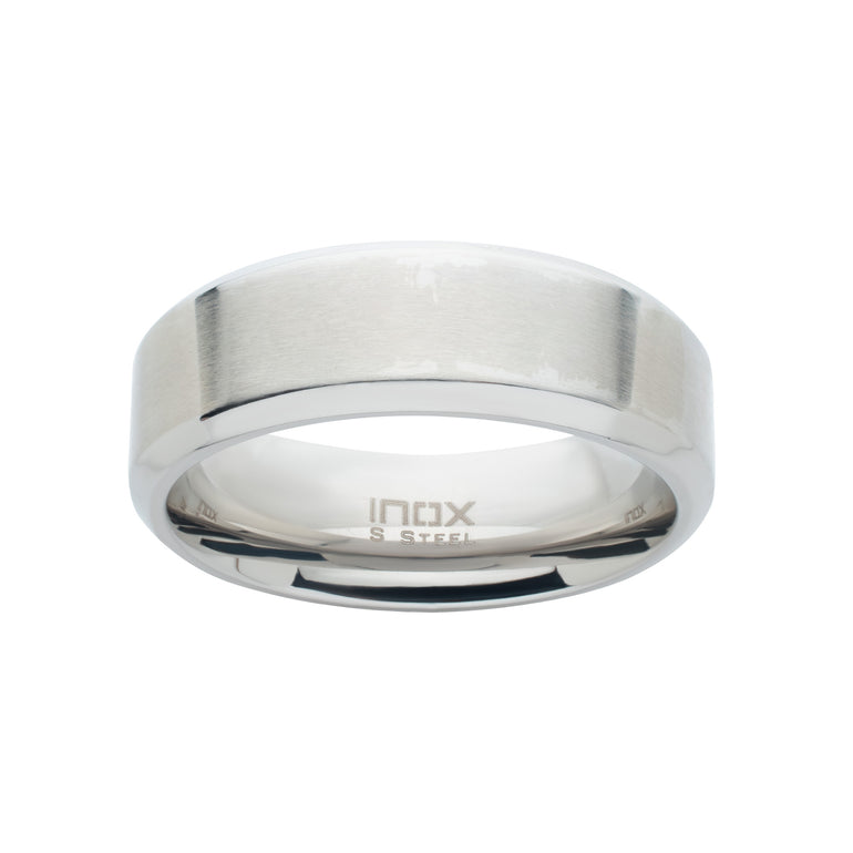 Stainless Steel 8mm Matte Bevel Ring