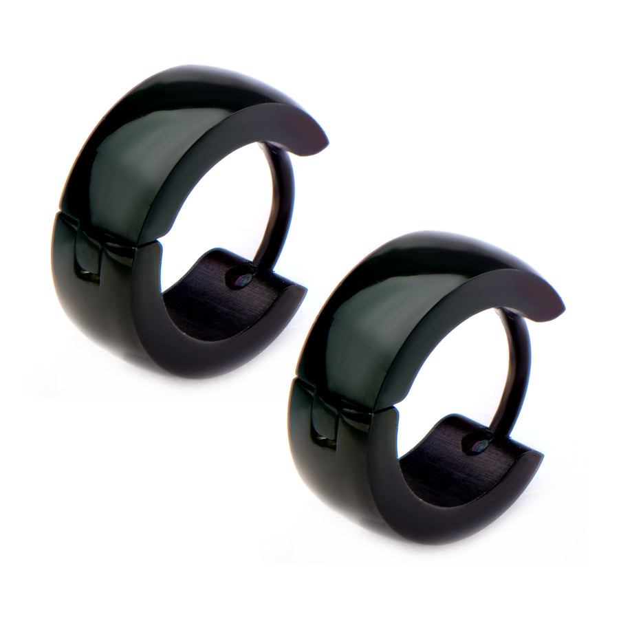 Stainless Steel Black Tone 9mm Men's Huggies