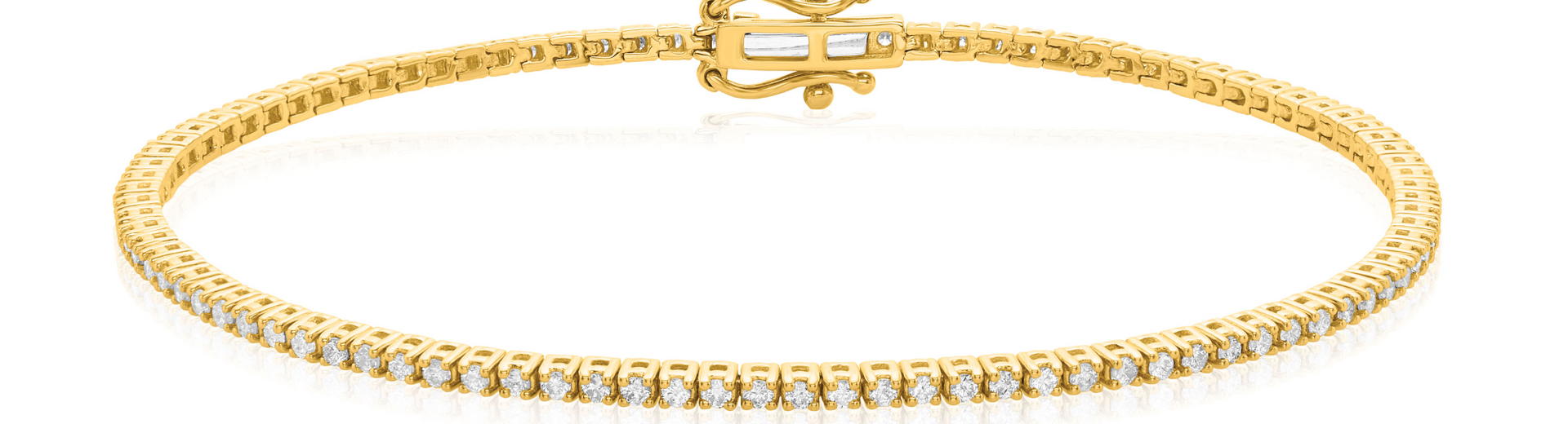 9ct Yellow Gold Round Cut 1.00 Carat tw Diamond Tennis Bracelet