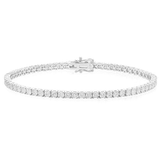 9ct White Gold Round Brilliant Cut with 4 CARAT tw of Diamonds Tennis Bracelet