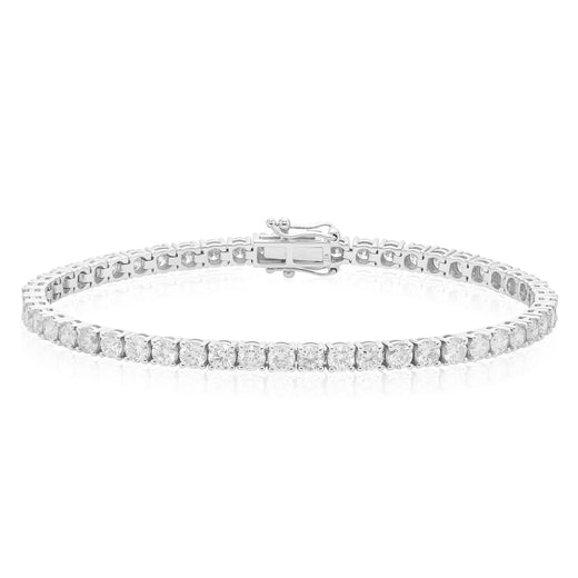 9ct White Gold Round Brilliant Cut 6 Carat tw of Diamonds Tennis Bracelet