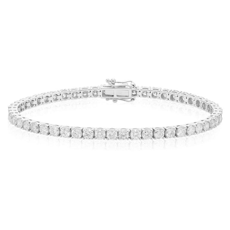 9ct White Gold Round Brilliant Cut 6 Carat tw of Diamonds Tennis Bracelet