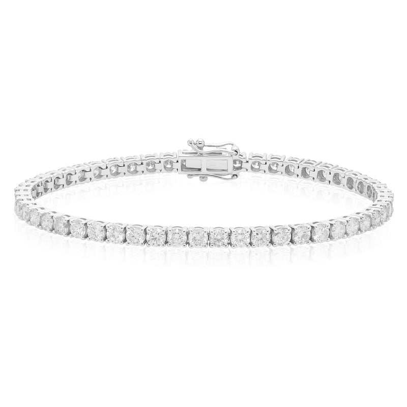 9ct White Gold Round Brilliant Cut 6 Carat tw of Diamonds Tennis Bracelet