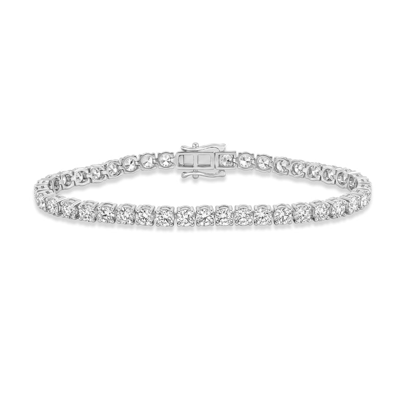 9ct White Gold Round Cut 8.00ctw Diamond Tennis Bracelet