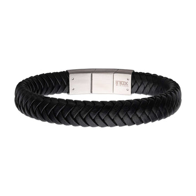 Leather 21cm Men's Black Bracelet