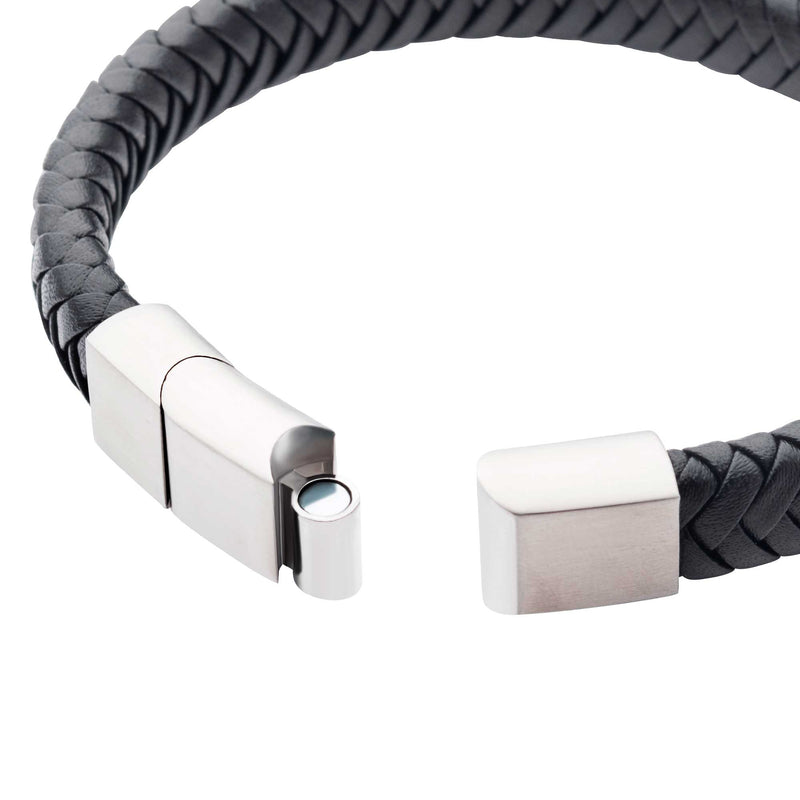 Leather 21cm Men's Black Bracelet