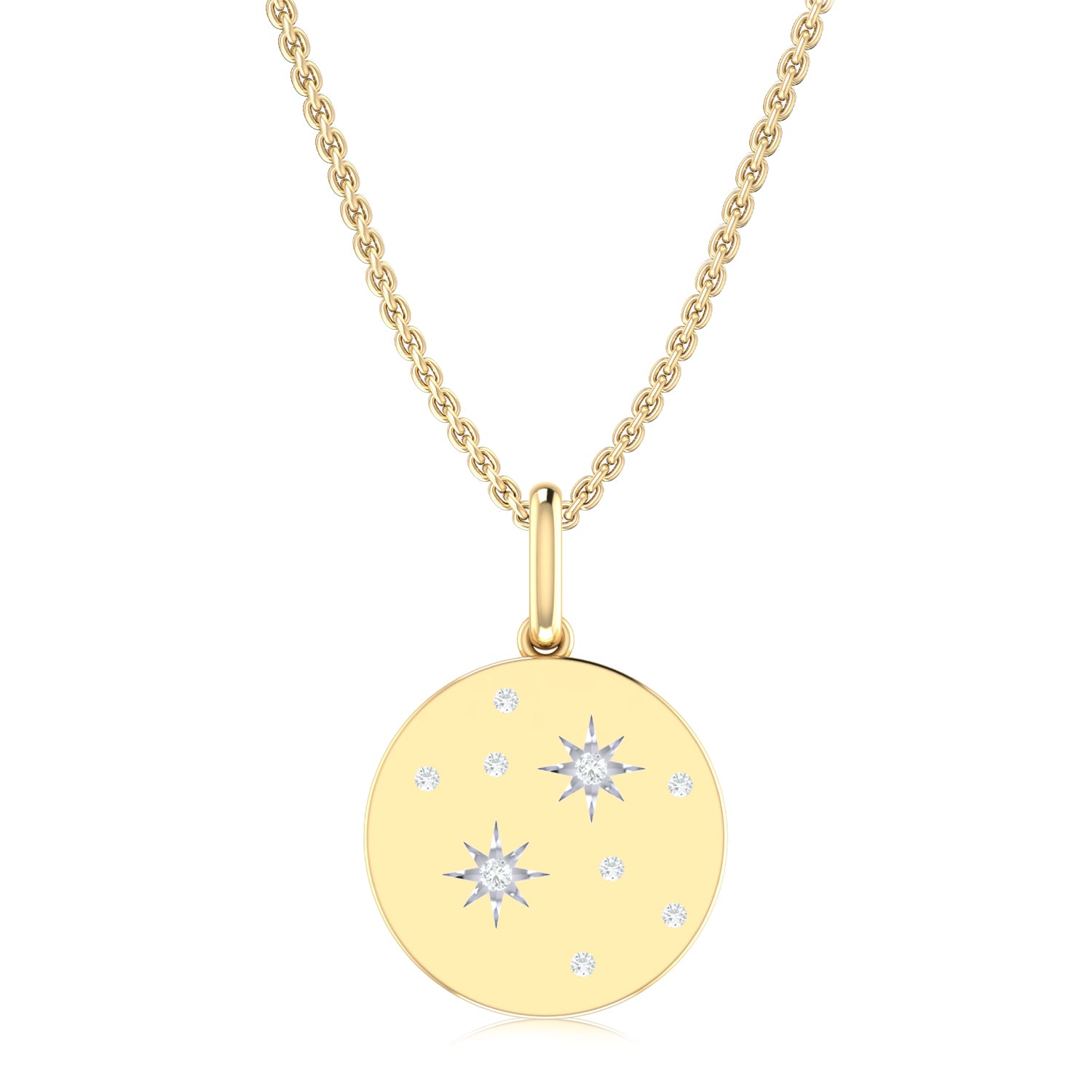 9ct Yellow Gold Round Cut 0.05 Carat tw Diamond Star Pendant