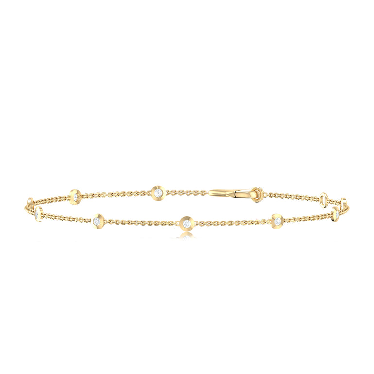 9ct Yellow Gold Round Cut 0.25 Carat tw Diamond Bracelet