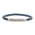 Stainless Steel 21cm Blue Leather Bracelet