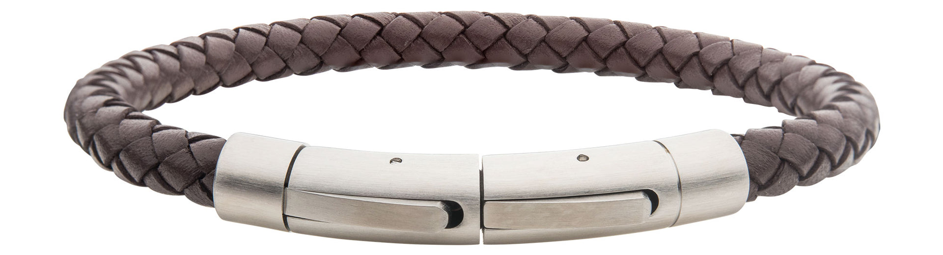 Stainless Steel 21cm Brown Leather Bracelet