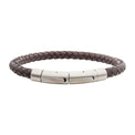 Stainless Steel 21cm Brown Leather Bracelet