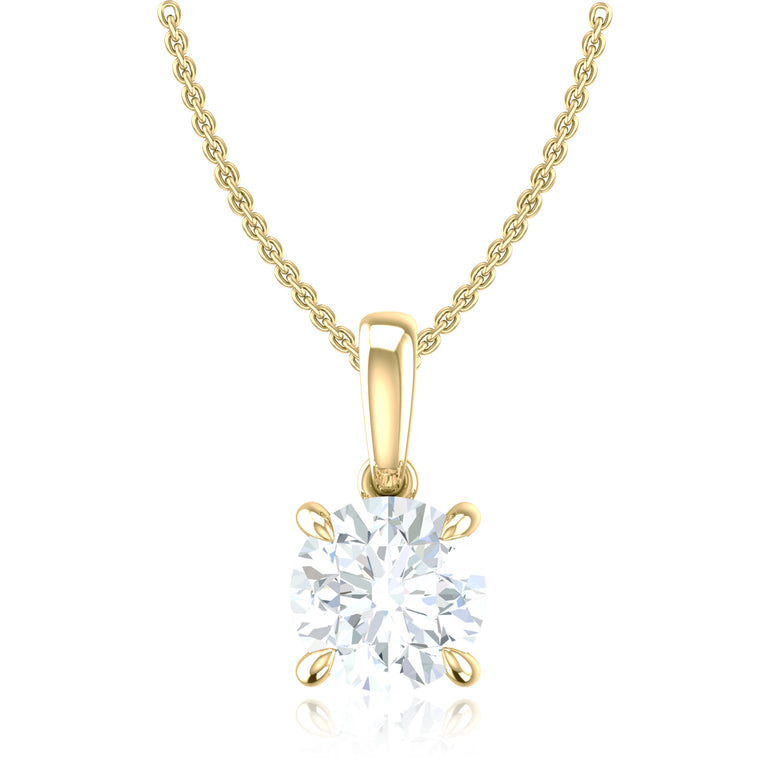 Promise 18ct Yellow Gold Round Cut 1.55 Carat tw Lab Grown Certified Diamond Pendant