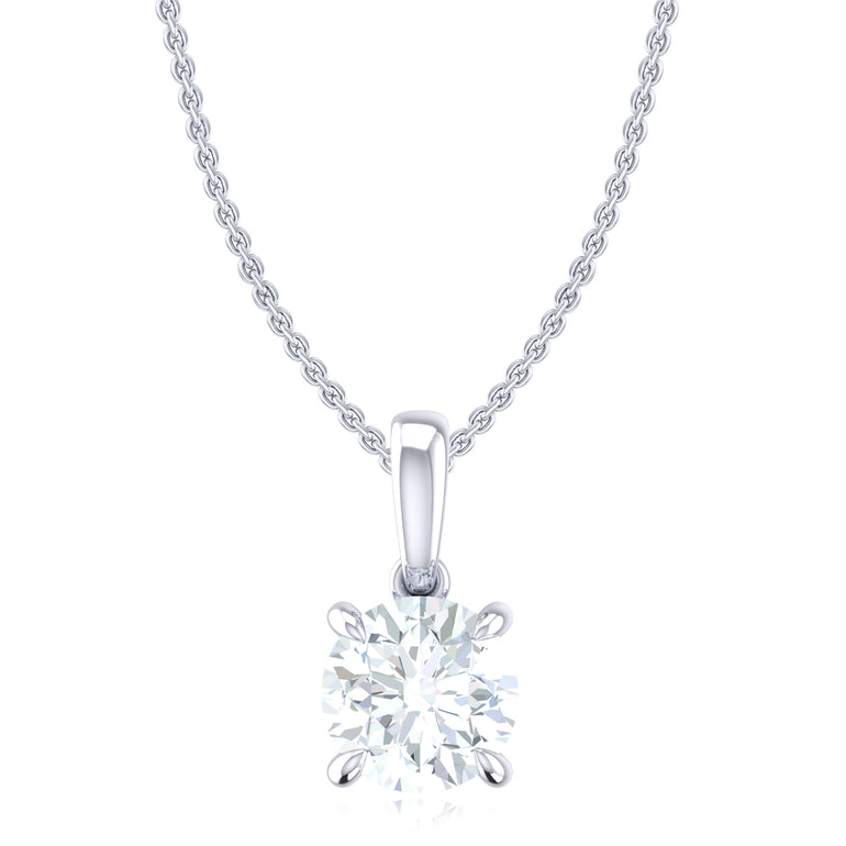 Promise 18ct White Gold Round Cut 1.05 Carat tw Lab Grown Certified Diamond Pendant