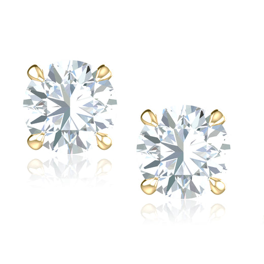 18ct Yellow Gold Round Cut 2.15 Carat tw Lab Grown Certified Diamond Earrings