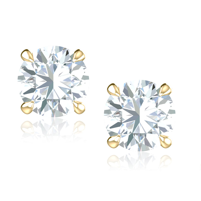 Promise 18ct Yellow Gold Round Cut 2.15 Carat tw Lab Grown Certified Diamond Earrings