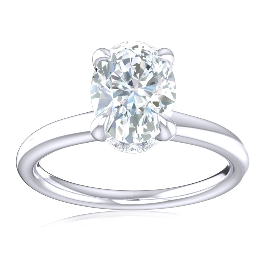 Promise 18ct White Gold Oval & Round Brilliant Cut 1.08 Carat tw Lab Grown Certified Diamond