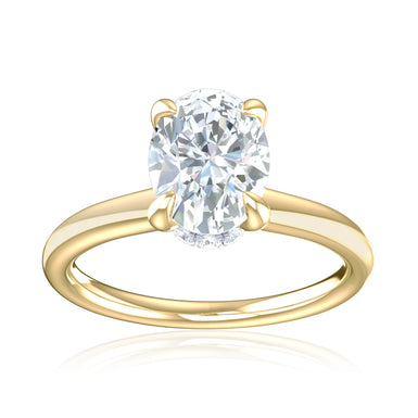 18ct Yellow Gold Oval & Round Brilliant Cut 1.08 Carat tw Lab Grown Certified Diamond Ring
