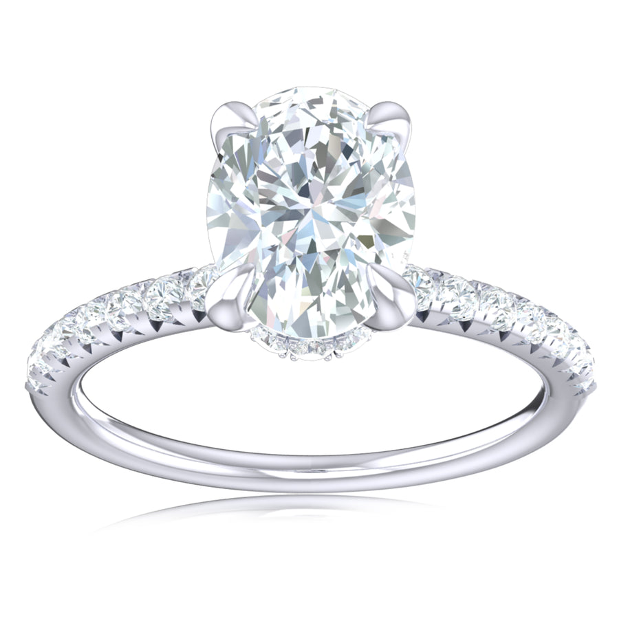 Promise 18ct White Gold Oval & Round Cut 1.25 Carat tw Lab Grown Certified Diamond Ring