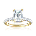 Promise 18ct Yellow Gold Emerald & Round Cut 1.25 Carat tw Lab Grown Certified Diamond Ring