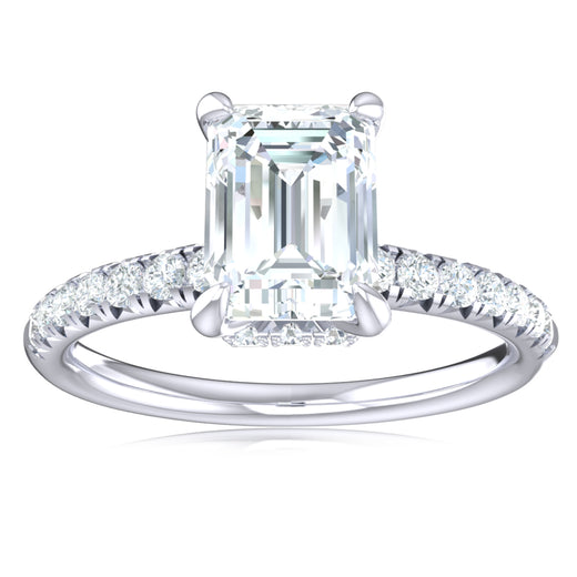 18ct White Gold Emerald & Round Cut 1.25 Carat tw Lab Grown Certified Diamond Ring
