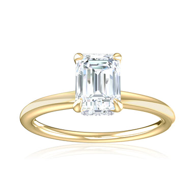Promise 18ct Yellow Gold Emerald & Round Cut 0.55 Carat tw Lab Grown Certified Diamond Ring
