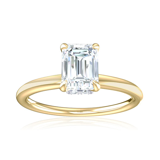 Promise 18ct Yellow Gold Emerald & Round Cut 0.55 Carat tw Lab Grown Certified Diamond Ring