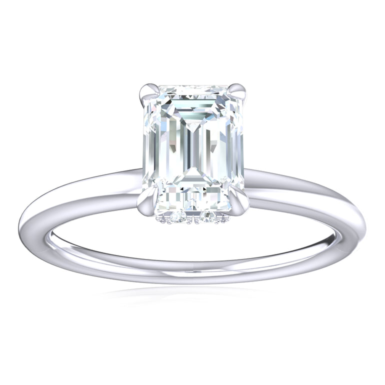 Promise 18ct White Gold Emerald & Round Cut 0.55 Carat tw Lab Grown Certified Diamond Ring