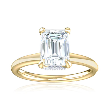 Promise 18ct Yellow Gold Emerald & Round Brilliant Cut 1.05 Carat tw Lab Grown Certified Diamond