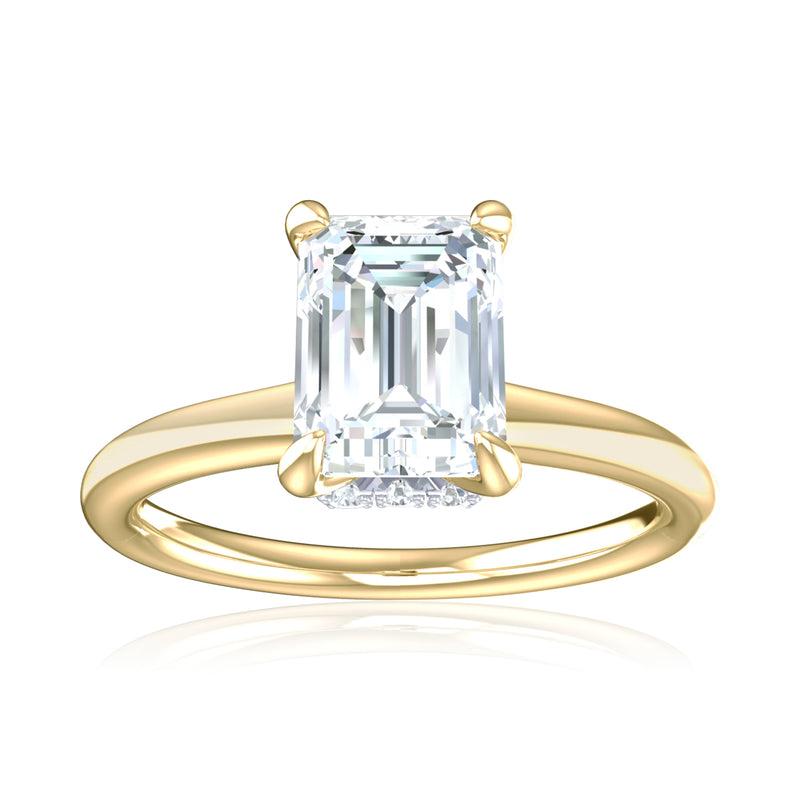 Promise 18ct Yellow Gold Emerald & Round Brilliant Cut 1.05 Carat tw Lab Grown Certified Diamond