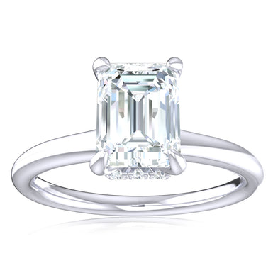 Promise 18ct White Gold Emerald & Round Brilliant Cut 1.05 Carat tw Lab Grown Certified Diamond