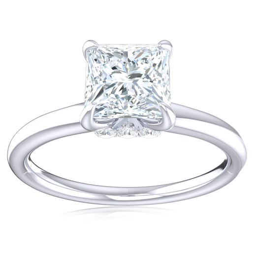 18ct White Gold Princess & Round Brilliant Cut 1.05 Carat tw Lab Grown Certified Diamond Ring