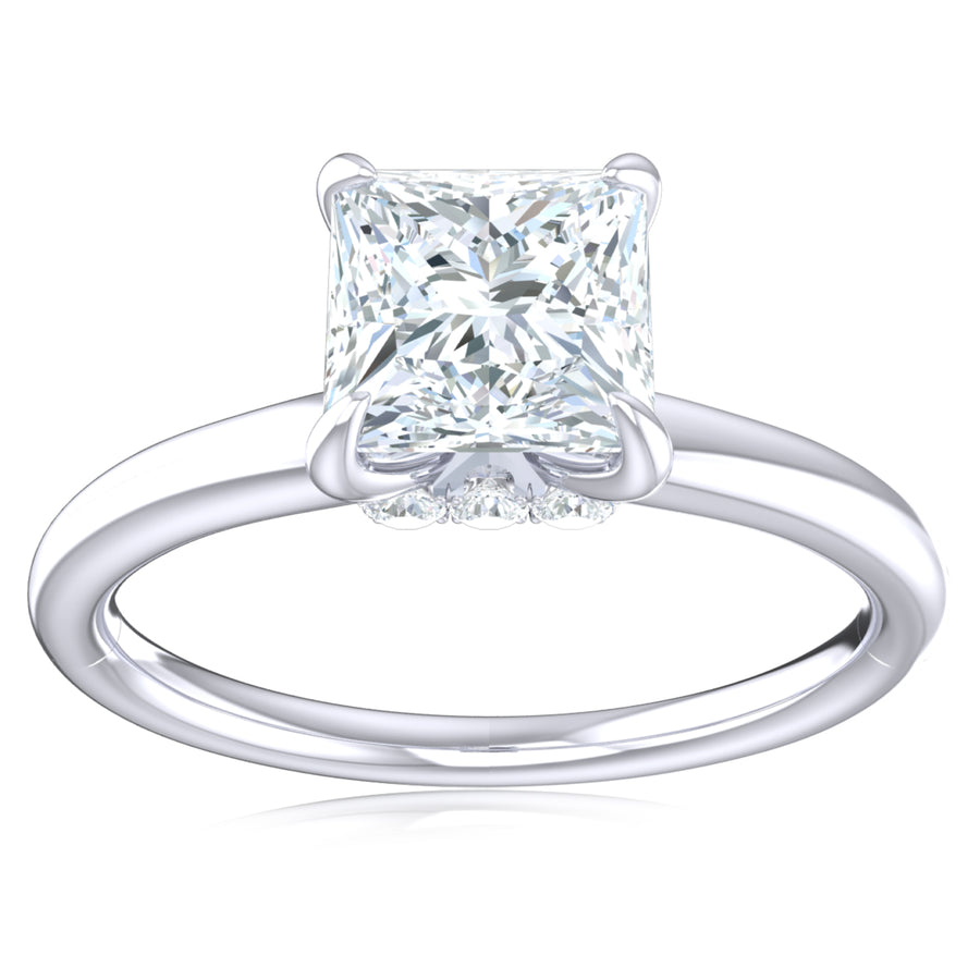 Promise 18ct White Gold Princess & Round Brilliant Cut 1.05 Carat tw Lab Grown Certified Diamond Ring