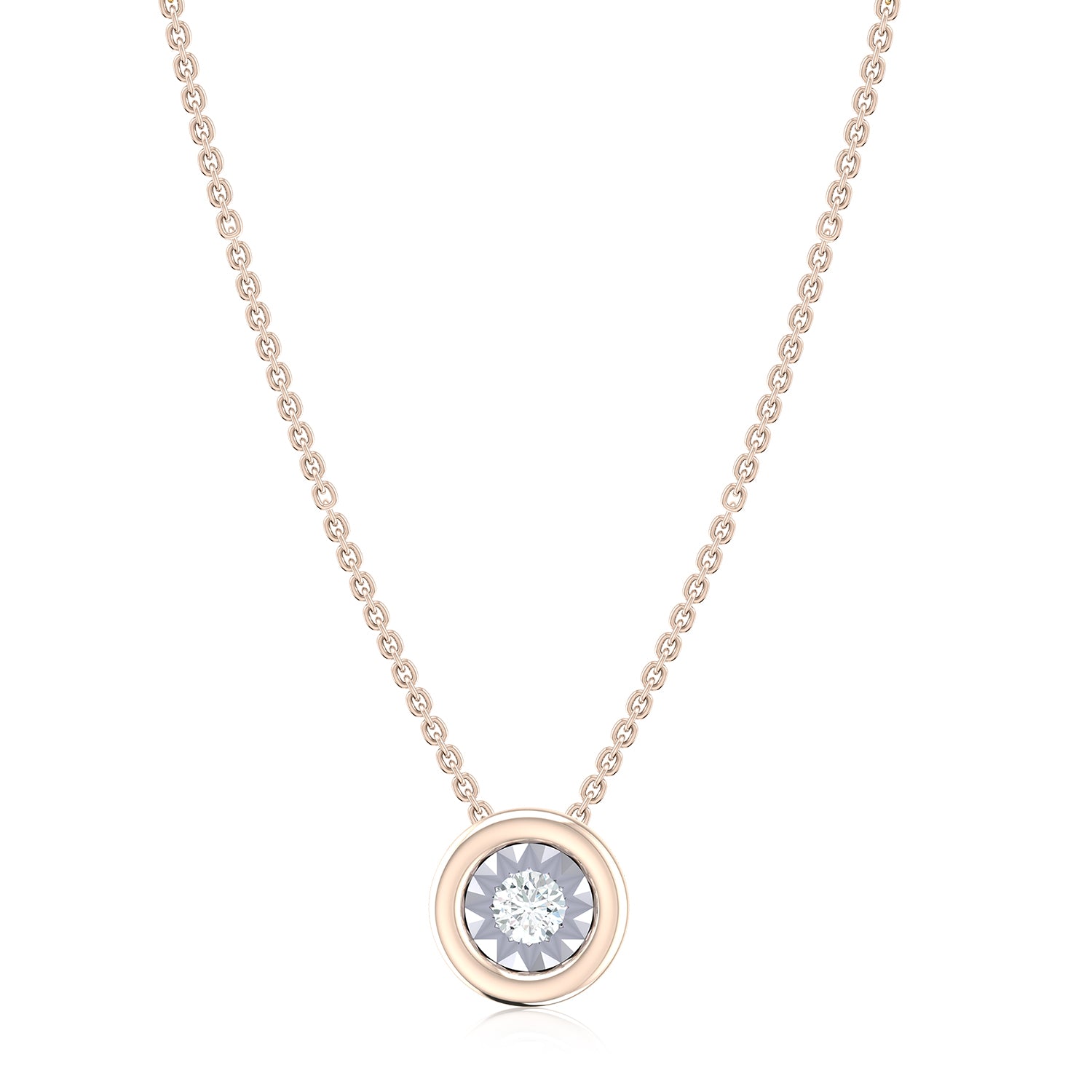 9ct Rose Gold Round Cut 0.10 Carat tw Diamond Pendant