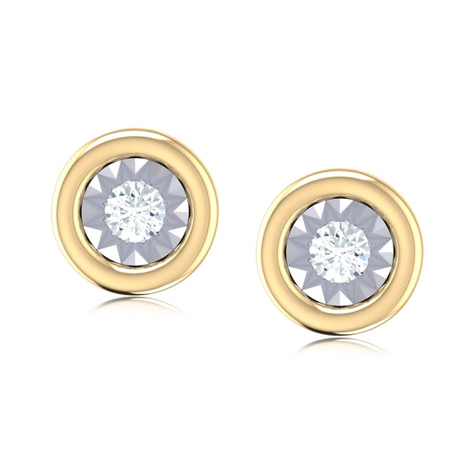 9ct Yellow Gold Round Cut 0.25 Carat tw Diamond Stud Earrings