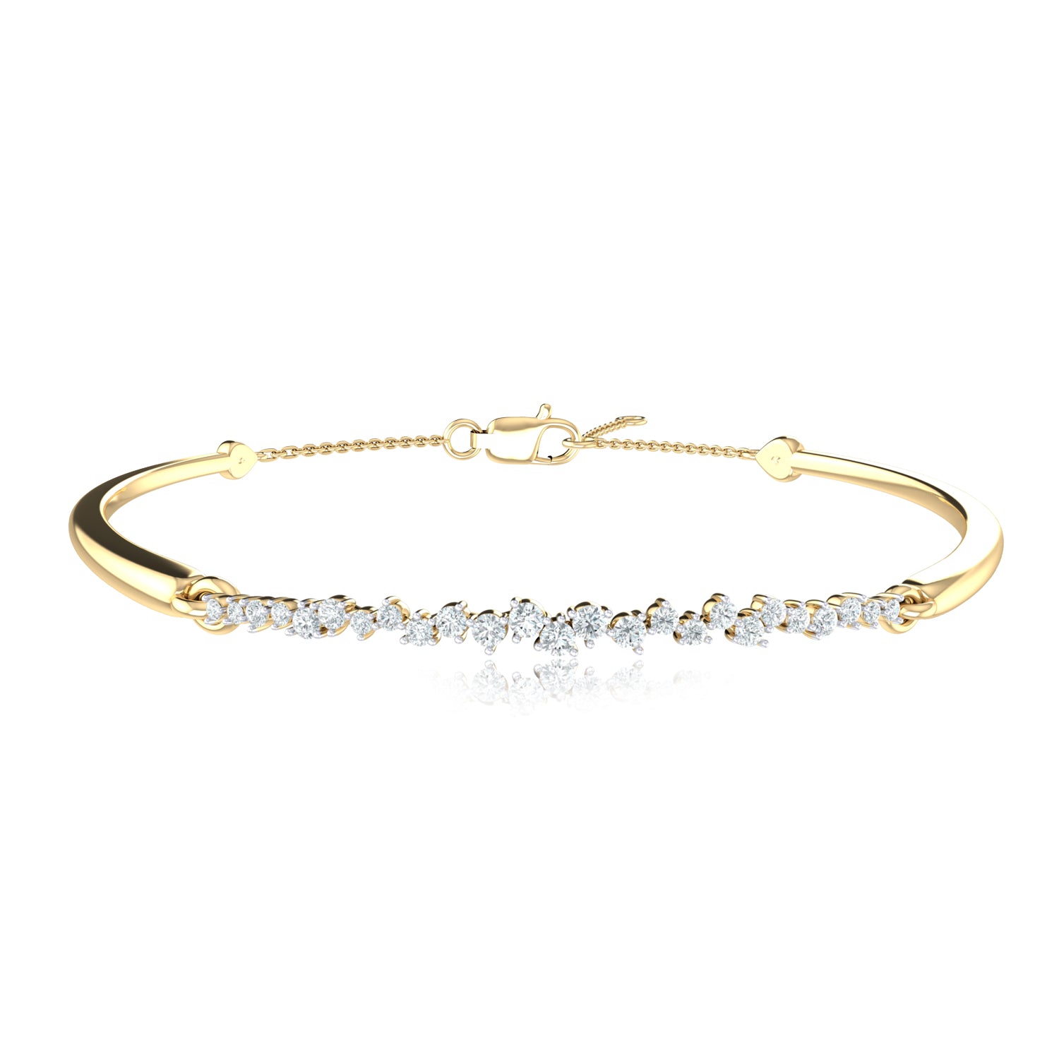 9ct Yellow Gold Round Cut 0.50 Carat tw Diamond Bracelet