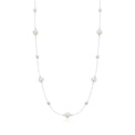 Vera Wang Sterling Silver Round Cut 0.60 Carat tw Diamond, Sapphire, and Fresh Water Pearl Necklace