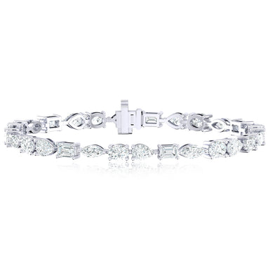18ct White Gold Marquise, Oval, Princess, Round Cut 10.2 Carat tw Lab Grown Diamond Tennis Bracelet