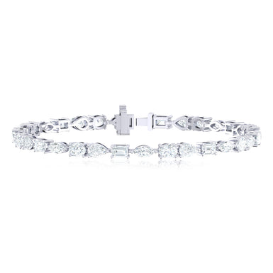 18ct White Gold Marquise, Oval, Pear & Round Cut 6 Carat tw Tennis Lab Grown Diamond Bracelet