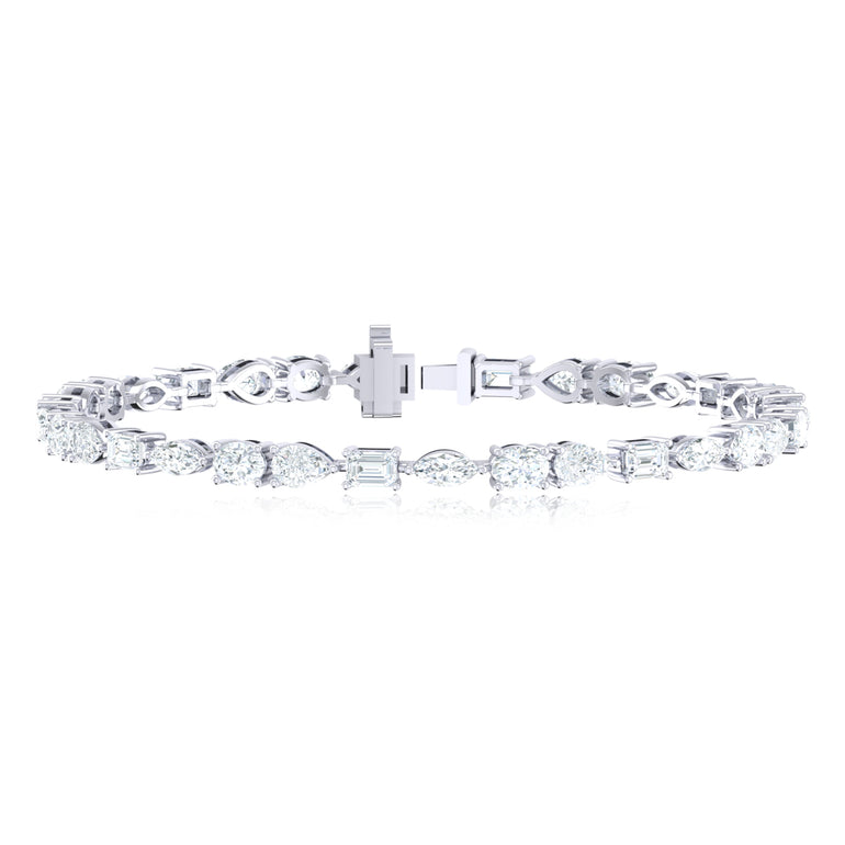 18ct White Gold Marquise, Oval, Pear & Round Cut 6 Carat tw Tennis Lab Grown Diamond Bracelet