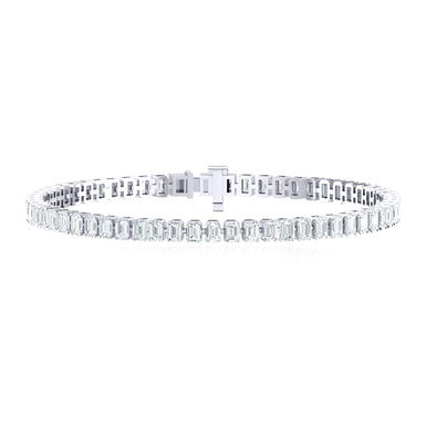 18ct White Gold Emerald Cut Lab Grown 6.00 Carat tw Lab Grown Diamond Tennis Bracelet