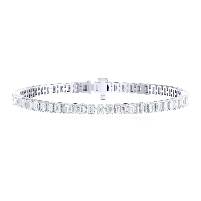 18ct White Gold Emerald Cut Lab Grown 6.00 Carat tw Lab Grown Diamond Tennis Bracelet